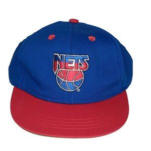 Vintage 1990s New Jersey Nets NBA Youth One Size Cap Colorblock Canvas Taiwan